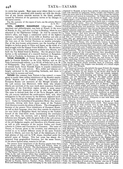 Zweispaltige gedruckte Enzyklopädieseite von 1911 mit dem Eintrag zu den Tataren.