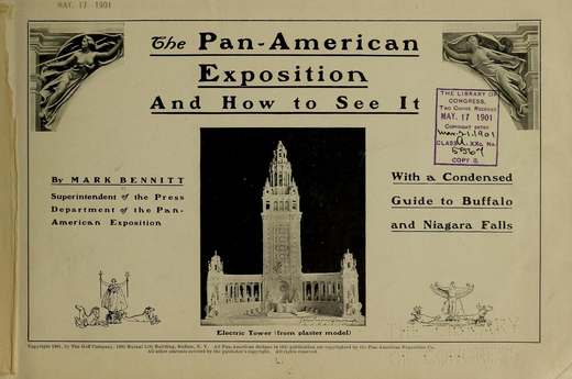 Titelseite eines Ausstellungsführers von 1901 mit einer Fotografie des Gipsmodells des Turms.