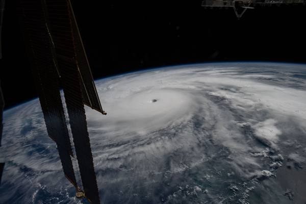 Hurricane Melissa, then a Category 5 storm, photographed from the International Space Station on October 28, 2025, about 50 miles south of Jamaica.